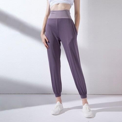 High Waist Yoga Sport Pants Women Naked-feel Fabric Loose Fit Butter Soft Elastic Workout Gym Joggers With Two Side Pocket