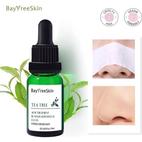 Tea Tree Blackhead Remover Serum Shrink Pores Extract Black Peeling Mask Oil-Control Face Sheet Whitening Skin Care 15ml TSLM1