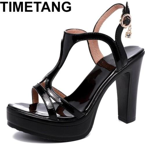 TIMETANGNew Plus Size35-43Block High Heels Platform Sandals Women Summer Shoes HighHeels Sandals Gladiator LadiesOLOffice Sandal