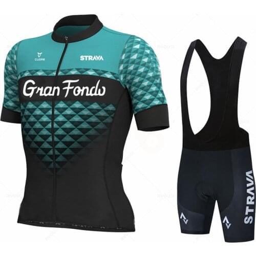 2021 STRAVA Team Cycling Jersey Set Women Summer Bike Clothes MTB Ropa Ciclismo Bicycle Uniforme Maillot Quick Dry 19D Pad