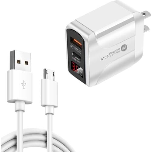 QC3.0 USB LED Smart Led Digital Display Fast Charging Charger for Computer, Mobile Phone and Tablet