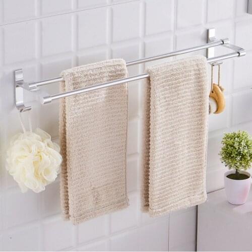 Towel Rack Towel Hanger Over Door Bath Towel Holder Wall Hanging Towel Bar Aluminum Bathroom Kitchen Cabinet Shelf Storage Rack