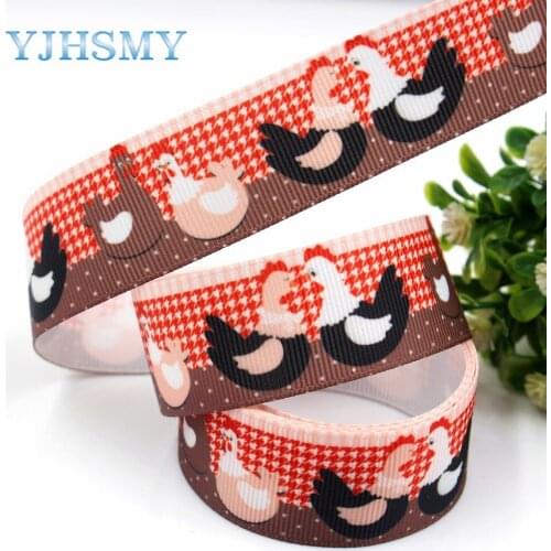 YJHSMY D-18202-18,25 mm 10 yards Cartoon ribbons Heat Transfer Printing Grids Wedding Accessories DIY Handmade Materials