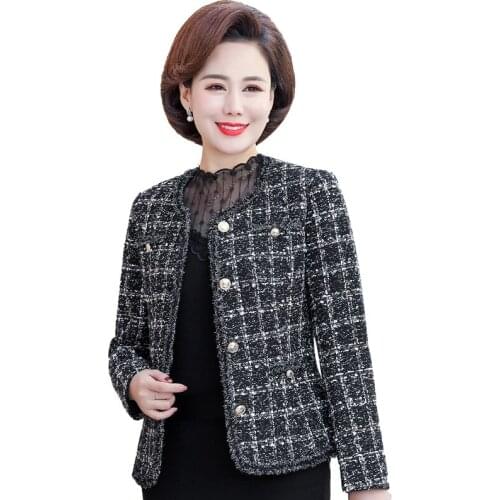 Autumn jacket women coat jacket Tweed jackets for women coat women elegant mother jacket coat mom thin Tweed jacket women