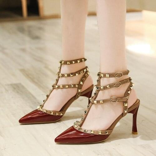 Women Spring Heel Shoes Fashion ankle strap buckle sexy slim heel Comfortable skin-friendly non-slip elegant dating shoes U22-95