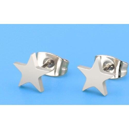 Yiustar Five-pointed Star Stainless Steel Women Earrings Trendy Cute Stud Earrings Metal Statement Earrings Jewelry