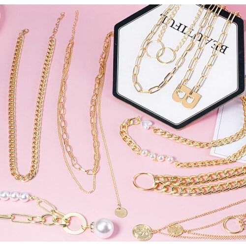 Trend New Style Retro Necklace For Women Heart-shaped Necklace Pearl Pendant Personality Chain Hiphop Neck Chain Girlfriend Gift