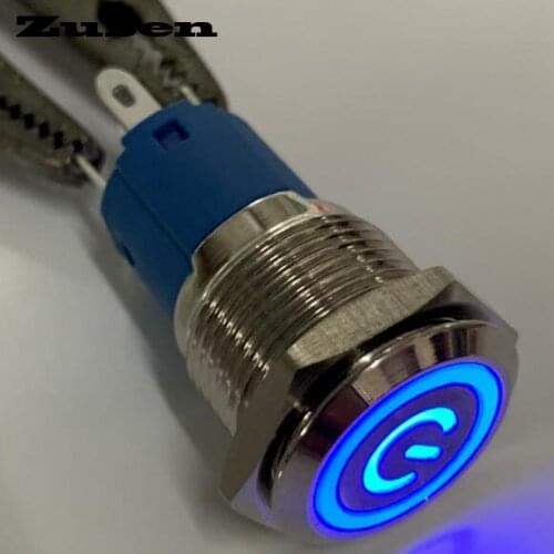 Zusen 16mm on/off illuminated Power symbol latching push button switch(ZS16F-11ZEP/B/12V/N illuminated power symbol)