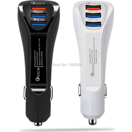 100pcs 3.1A Quick Charge QC3.0 3 Ports USB Leather Car Charger Adapter For iphone Samsung Mobile Phone Car Fast Charging