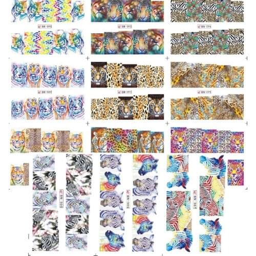12Sheets=1Lot BN85-96 Water Transfer Nail Art Stickers Nail Decals Leopard Print Water Transfer Stickers