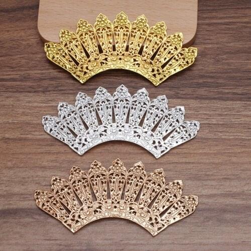 5 pcs/lot 36*90 mm Metal Filigree Flower Sector Connector Charms Wedding Hair Accessories For Women