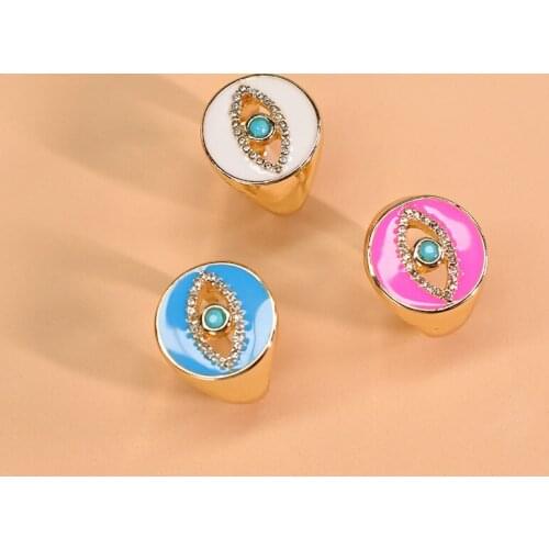 6 pcs / lot new arrival items fashion jewelry metal enamel eyei ring