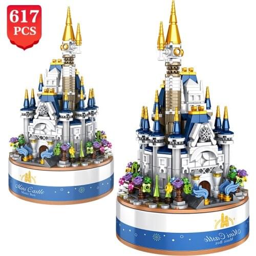Technical 617pcs Rotating Music Box Building Blocks Creative Castle Kit Educational Bricks Toys for Girls Friends Birthday Gifts