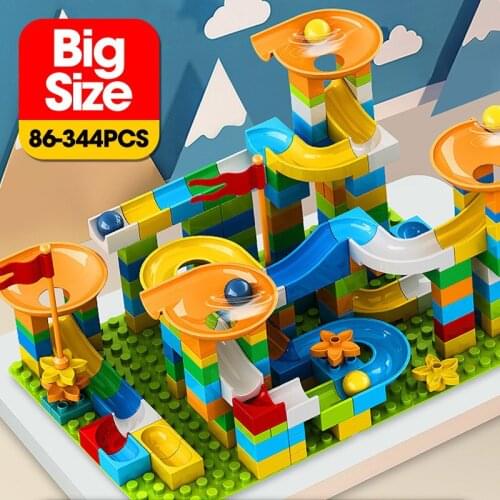 86-344PCS Marble Race Run Big Block Compatible Building Blocks Funnel Slide Blocks Big Bricks DIY Toys For Children Gift