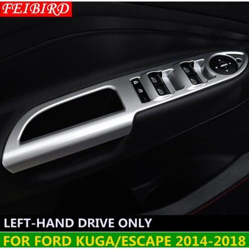 ABS New Style Inner Door Armrest Window Glass Lift Button Panel Cover Trim For Ford Kuga / Escape 2014 2015 2016 2017 2018