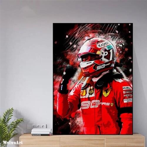 Abstract F1 Ferraris Racer Poster Racing Charles Leclerc Canvas Prints Painting Picture for Living Room Decoration Wall Art