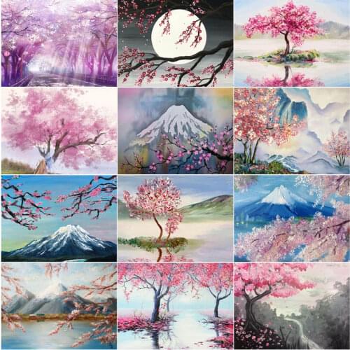 Diamond Painting Landscape Fuji Mountain Cherry Blossom 5D Diy Round Diamond Full Diamond Custom Cross Stitc Mosaic Home Decora