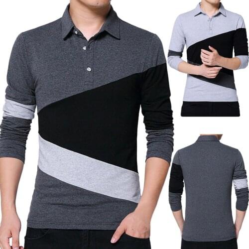 Brands Mens Polo shirt Long Sleeve Patchwork Black Lapel Slim Fit Tommis Male 2018 Summer Tee Shirts Polo Tops Clothing J875