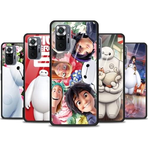 Big Hero 6 Disney for Xiaomi Redmi Note 10 Pro Max 10S 9T 9S 9 8T 8 7 Pro 5G Luxury Tempered Glass Phone Case Cover