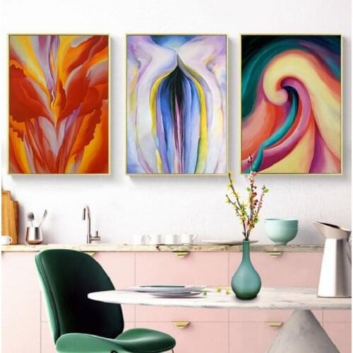 Colorful Flower Abstract Geometric Canvas Paintings Printing Poster Wall Art Picture For Living Room Or Entryway Decoration