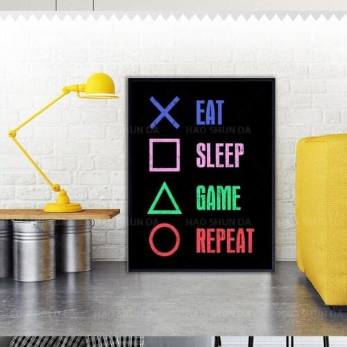 Gaming Room Decor - Remote Control Wall Decor - Game Room Decor Poster Print - Gamer Room Decor - Gamer Gifts for Arcade paintin