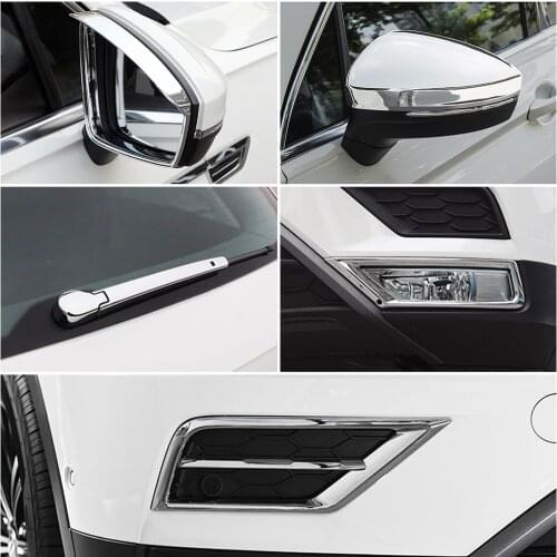 For Volkswagen VW Tiguan MK2 2017-2019 Chrome Side Mirror Rear Window Wiper Fog Light Cover Car Exterior Trim Protector Sticker