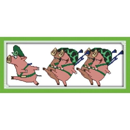 Everlasting Love The Piglets Troops Chinese Cross Stitch Kit Ecological Cotton Stamped 11CT DIY Gift Wedding Decoration For Home