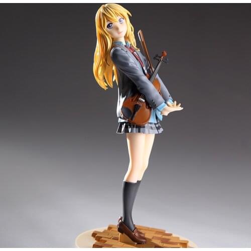 Anime Your Lie in April Miyazono Kaori Violin Girl Cute Violin Standing PVC Action Figure Cartoon Doll 20cm