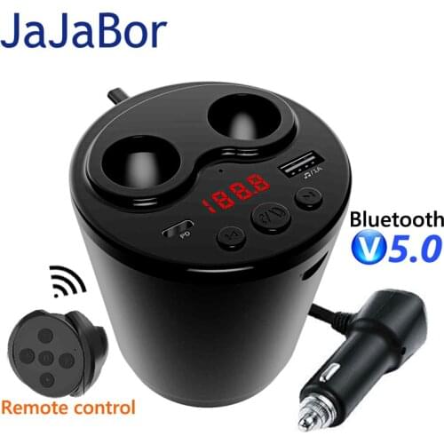 JaJaBor FM Transmitter With Remote Control PD Type C USB Car Charger Handsfree Car Kit Bluetooth-compatible 5.0 FM Modulator