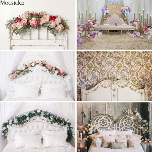 Mocsicka Background Photography Headboard Family Party Backdrop Decoration for Home Flowers Photocall Photophone Photo Studio