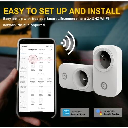 Fr Type 16A Tomacorriente Inteligente Timer Voice Control Tuya Smart Wireless Wifi Remote France Socket Plug