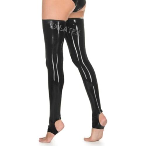 Latex Stockings Thin Womens Erotic Stockings Tights Latex Rubber Thigh High Long Stirrup Stockings Sexy Stockings