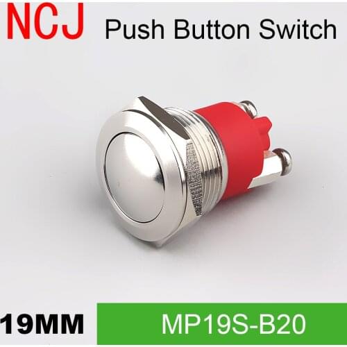 NCJ 19mm Metal Push Button Switch IP67 self-reset Momentary Reset 5A