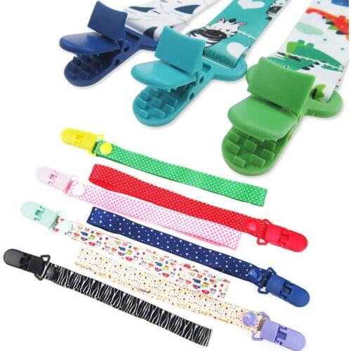 Cartoon Fixed Button Baby Pacifier Clip Chain Ribbon Dummy Soother Holder Chain Anti-drop Buckle Strap for Pacifier Baby Feeding