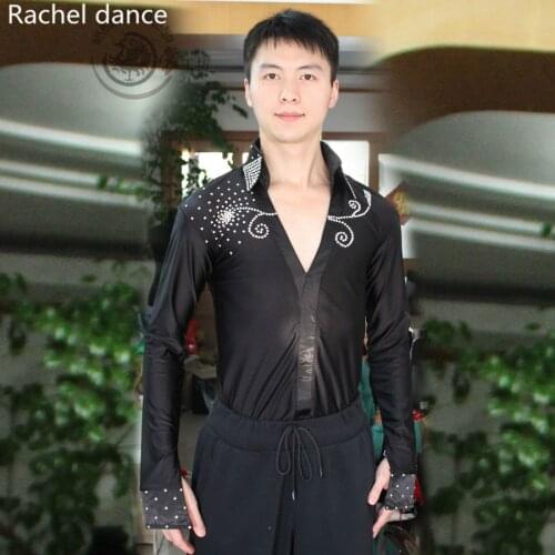 Plus Size Mens Latin Dance Shirt Long Sleeve Ballroom Dance Top Leisure Practice Performance Costumes 2017 New Arrival