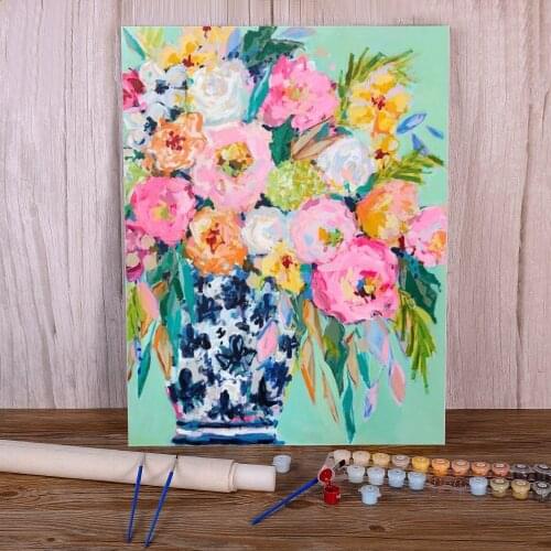 Abstract Blue Orange Flower Paint By Numbers Kit Oil Paints 40*50 Canvas Painting Home Decoration For Wholesale