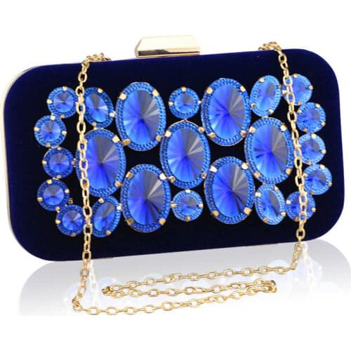 New fashion sapphire with diamond Lady Clutch Bag Red Dimond Handbag Crystal Toiletry Day women Purse