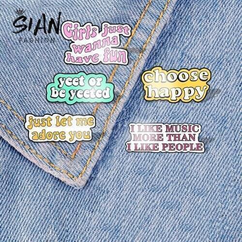 New Creative Funny Letter Brooches Acrylic Novel Motto Lapel Pin Handmade Art Photo Denim Collar Backpack Icon Badge Jewelry