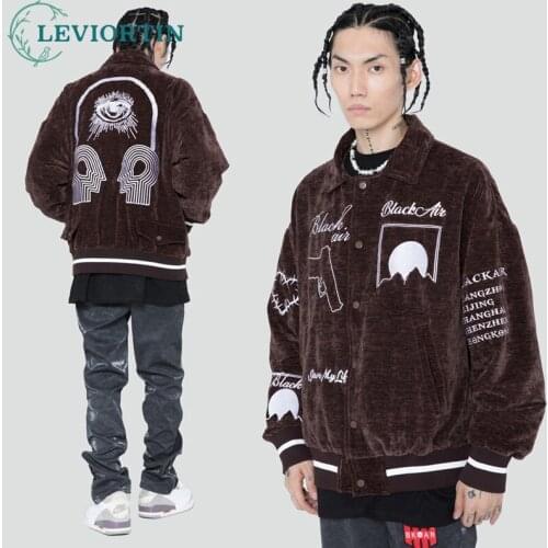 Autumn Winter Varsity Jacket Vintage Streetwear Men Women Unisex Embroidered Oversized Velvet Retro Hip Hop Coat Jackets