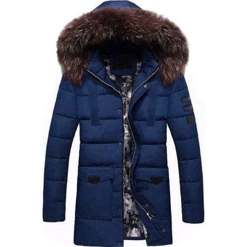 Autumn And Winter Thick Mens Hooded Collar Mid-length down Feather Cotton-padded Clothes Youth Versatile-Cotton-padded Clot