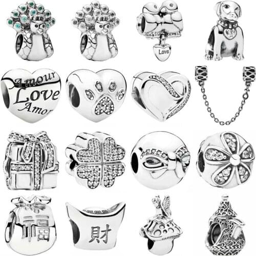 DIY Charm Pave Peacock Love Birds Doves Labrador Dog Forest Fairy Teapot 925 Sterling Silver Beads Fit Pandora Bracelet Jewelry