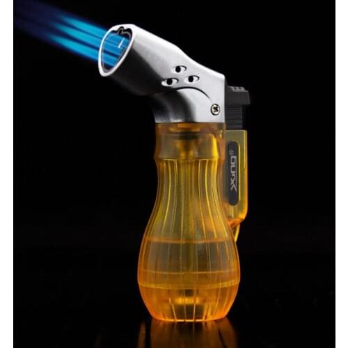 Cool Visible fuel warehouse jet Three powerful Turbo torch flame Butane inflatable cigar pipe Portable cigarette lighter(no gas
