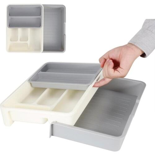 Expandable Adjustable Cutlery Storage Tray Compartment Tidy Drawer Utensil Organizer for Kitchen