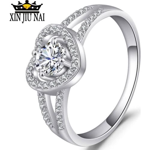 Romantic Heart Rings Silver Gold Color With AAA Zirconia Bijoux Married Ring For Ring For Women On Square Party Romantic Rings