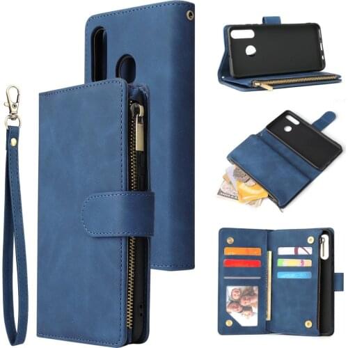 Luxury Retro Matte PU Leather Zipper Wallet Case For Huawei P30 lite Flip Cover Stand