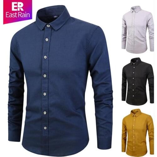 Camisas de los hombres Casual Pure Cotton Oxford Mens Shirts White Long Sleeve Chemise Homme Slim Fit Male Fashion Design Blouse