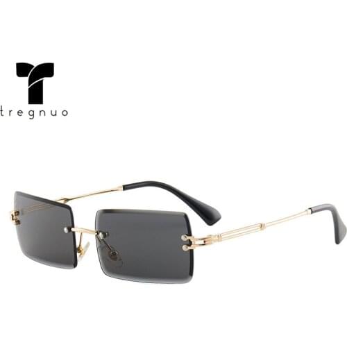 TREGNUO 2021 Rimless Diamond Trim Sunglasses Women Gradient Sunglasses Square Glasses Drive Eyewear UV400 Metal Frame