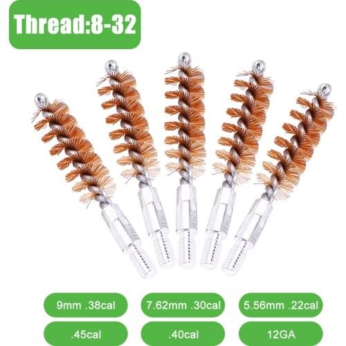 5Pcs Tactical Phosphor Bronze Bore Brush Clean Brush Gun Clean Brush for Rifle .38cal/.30cal/.22cal/.45cal Hunting Accessories