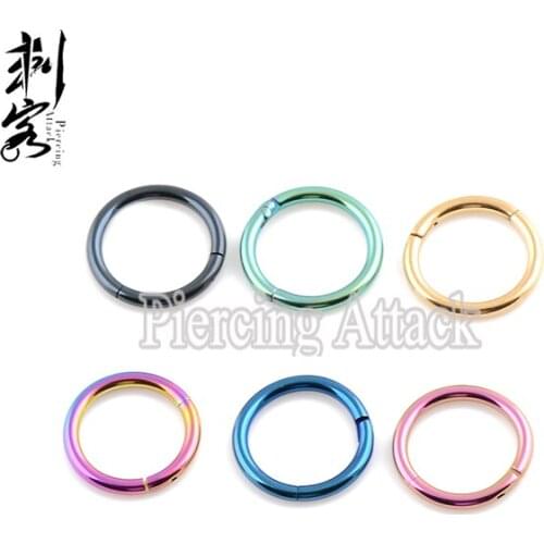 Titanium Anodized Hinged Segment Ring 1.2*8mm Mixed 6 Colors Lot of 10pcs Body Jewelry