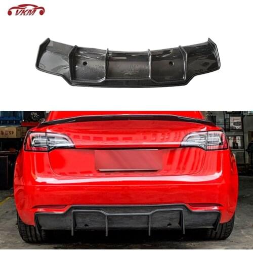 Model 3 Carbon Rear Bumper Lip Diffuser for Tesla Model 3 2018 2019 2020 Dry Carbon Fiber / FRP Rear Hugger Fin Plate